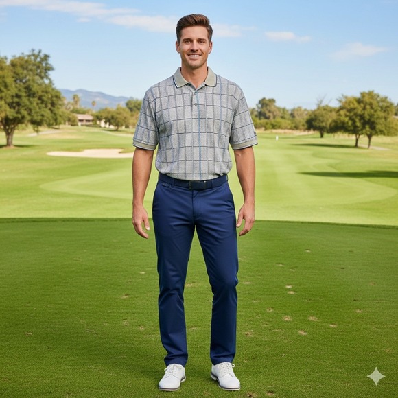 Grand Slam Other - Grand Slam Vintage Polo Shirt Mens XL Plaid Golf Casual Short Sleeve Breathable